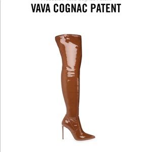 Steve Madden vava cognac patent over knee boot